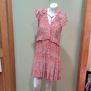 Maje Red and White Leopard Print Dress